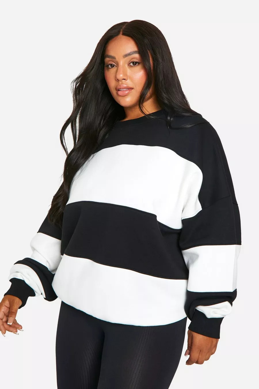 Plus Stripe Oversized Sweatshirt | boohoo (US & Canada)
