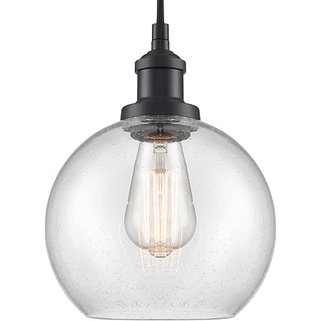 Linea di Liara Primo Large Black and Gold Glass Globe Pendant Light Fixture Farmhouse Pendant Lig... | Amazon (US)