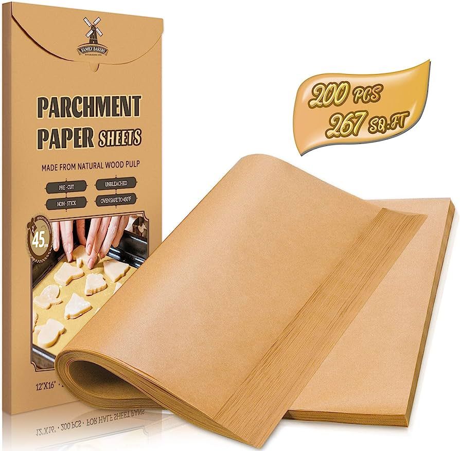 200 Pcs Unbleached Parchment Paper Baking Sheets, 12 x 16 Inch, Precut Non-Stick Parchment Sheets... | Amazon (US)