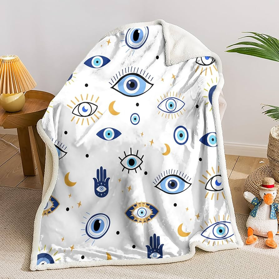 AILONEN Evil Eye Sherpa Fleece Throw Blanket for Kids Girls Boys,Modern Evil Eye Fleece Blanket,B... | Amazon (US)