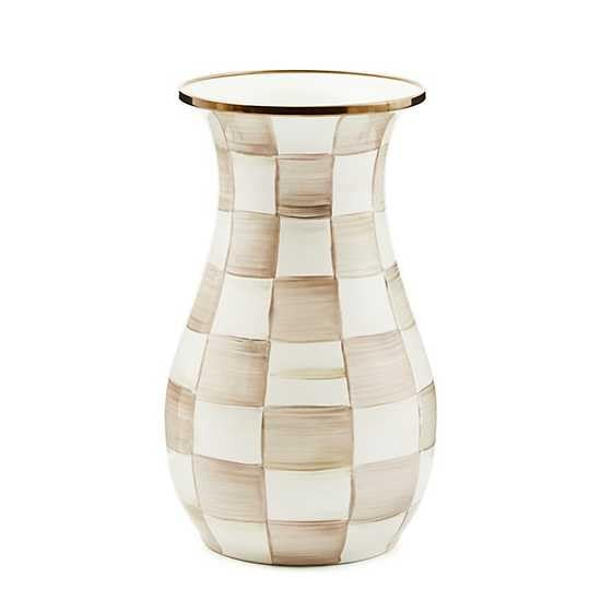 MACKENZIE-CHILDS Tall Enamel Checkered Vase, Unique Flower Vase, Brown-and-White Mocha Check, Ste... | Amazon (US)