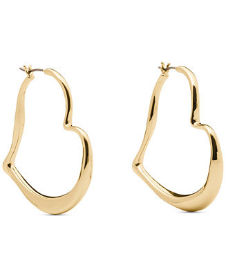 kate spade new york Amour Gold-Tone Heart Hoop Earrings - Macy's | Macy's