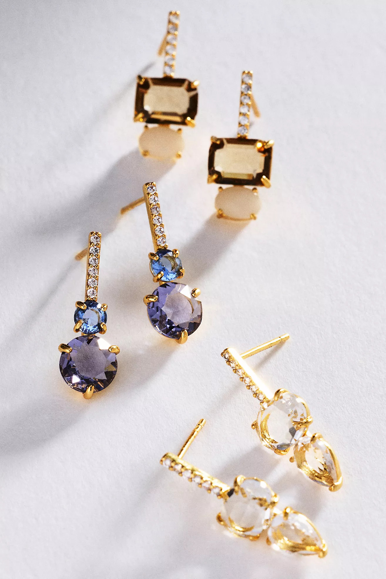 Pav\u00e9 Bar Gemstone Drop Earrings | Anthropologie (US)