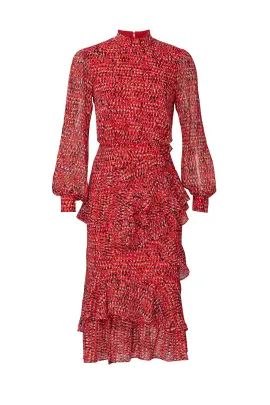 Red Printed Isa Ruffle Dress | Rent the Runway