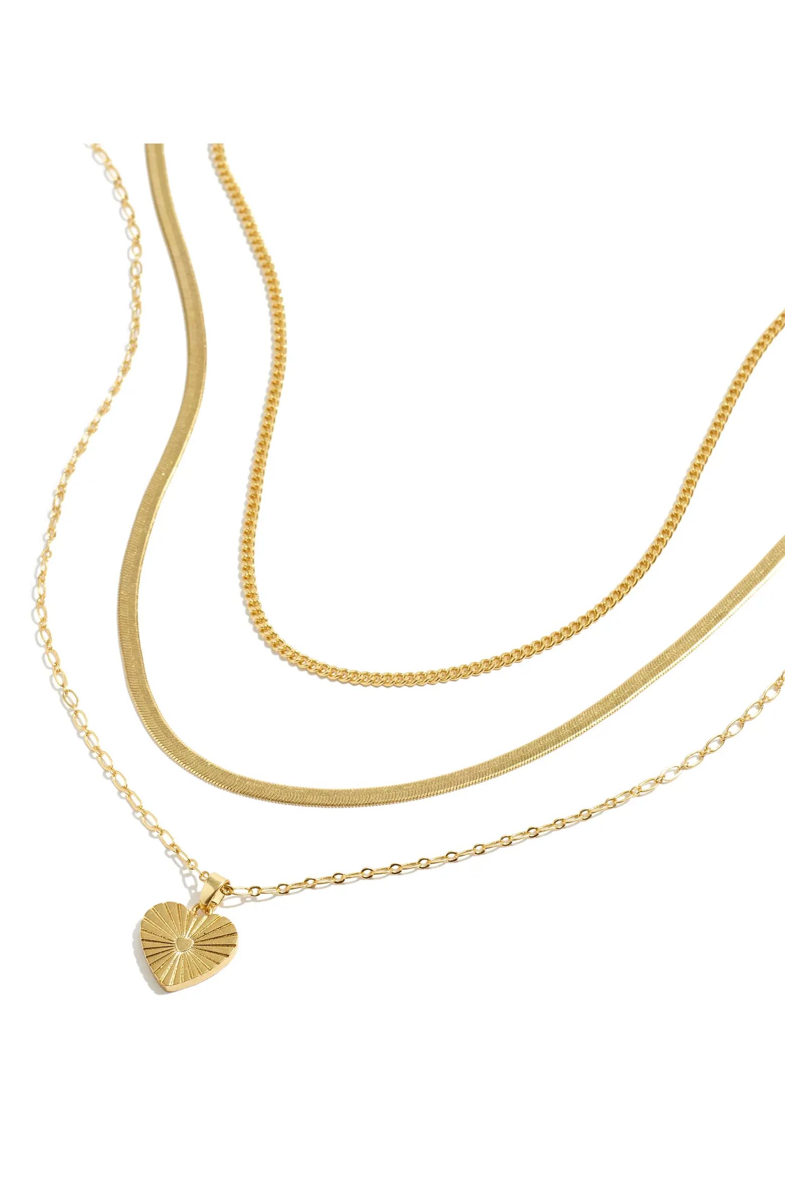 Madewell Set of 3 Etched Heart Necklaces | Nordstromrack | Nordstrom Rack
