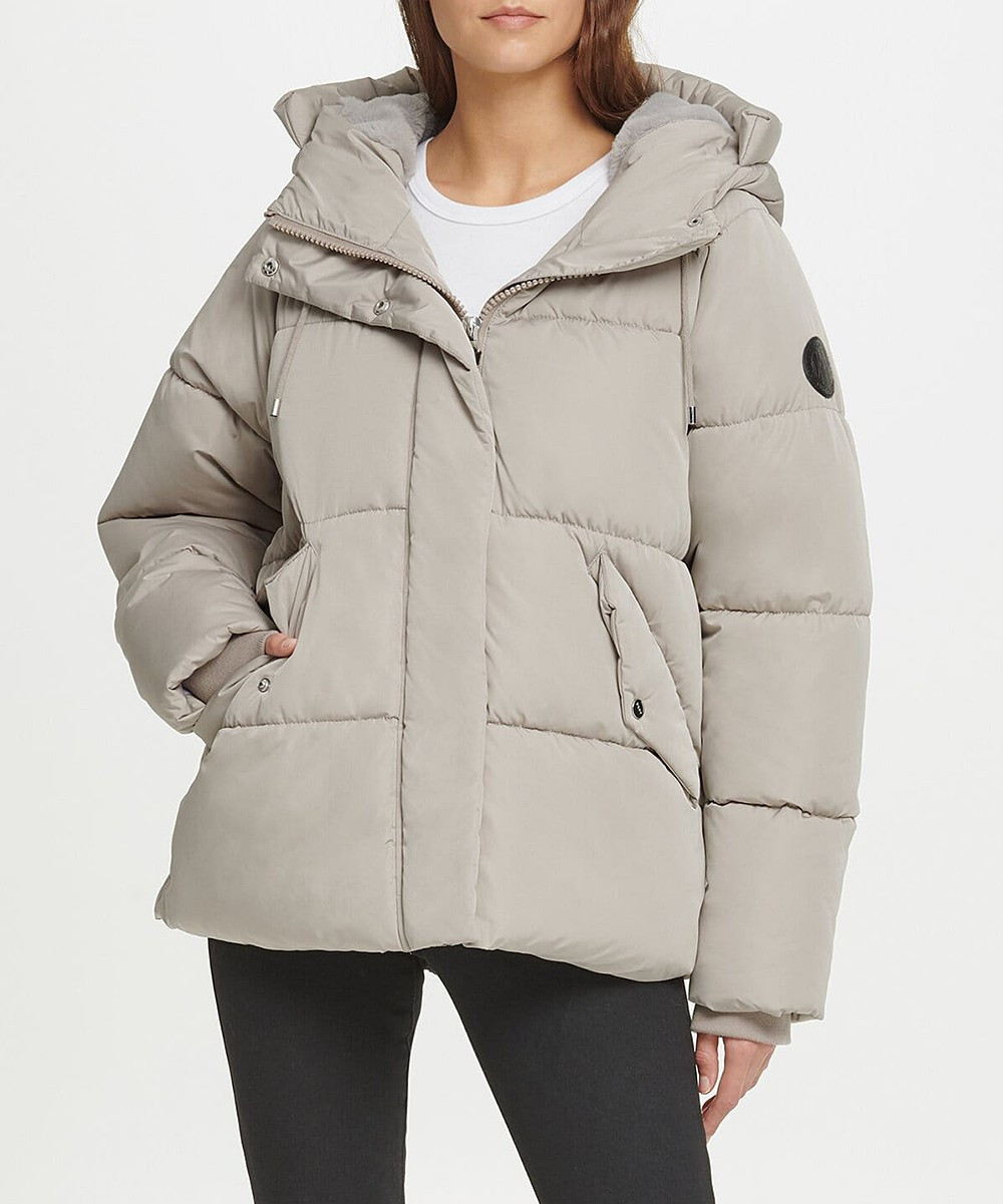 DKNY Women's Puffer Coats THI:THISTLE - Thistle Hooded Puffer Coat - Women | Zulily