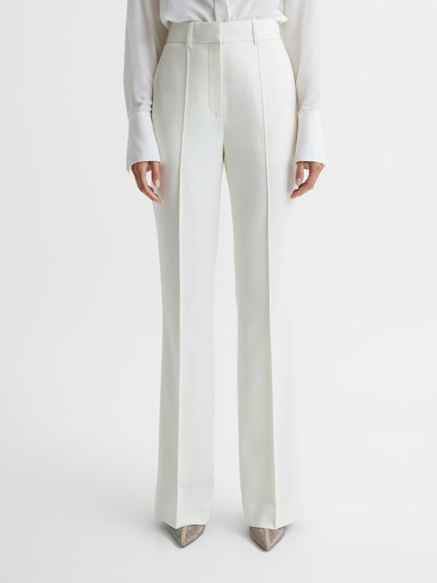 Reiss White Taite Petite Flared Tuxedo Trousers | Reiss UK