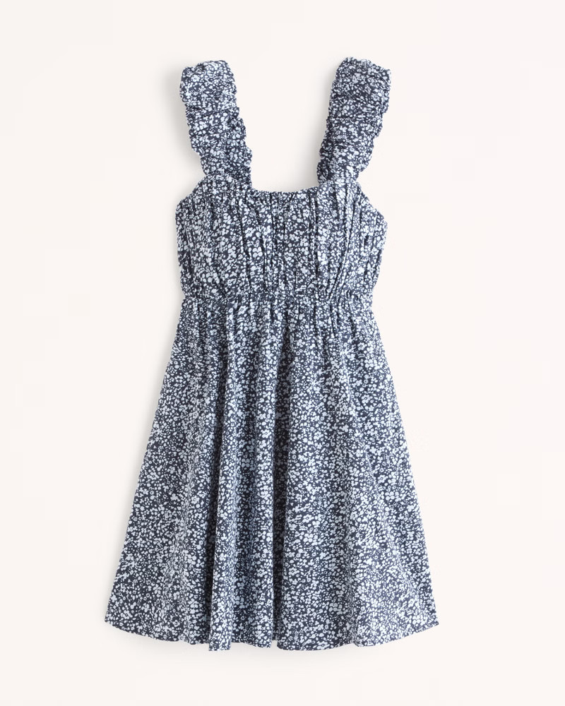 Puff Strap Babydoll Mini Dress | Abercrombie & Fitch (US)