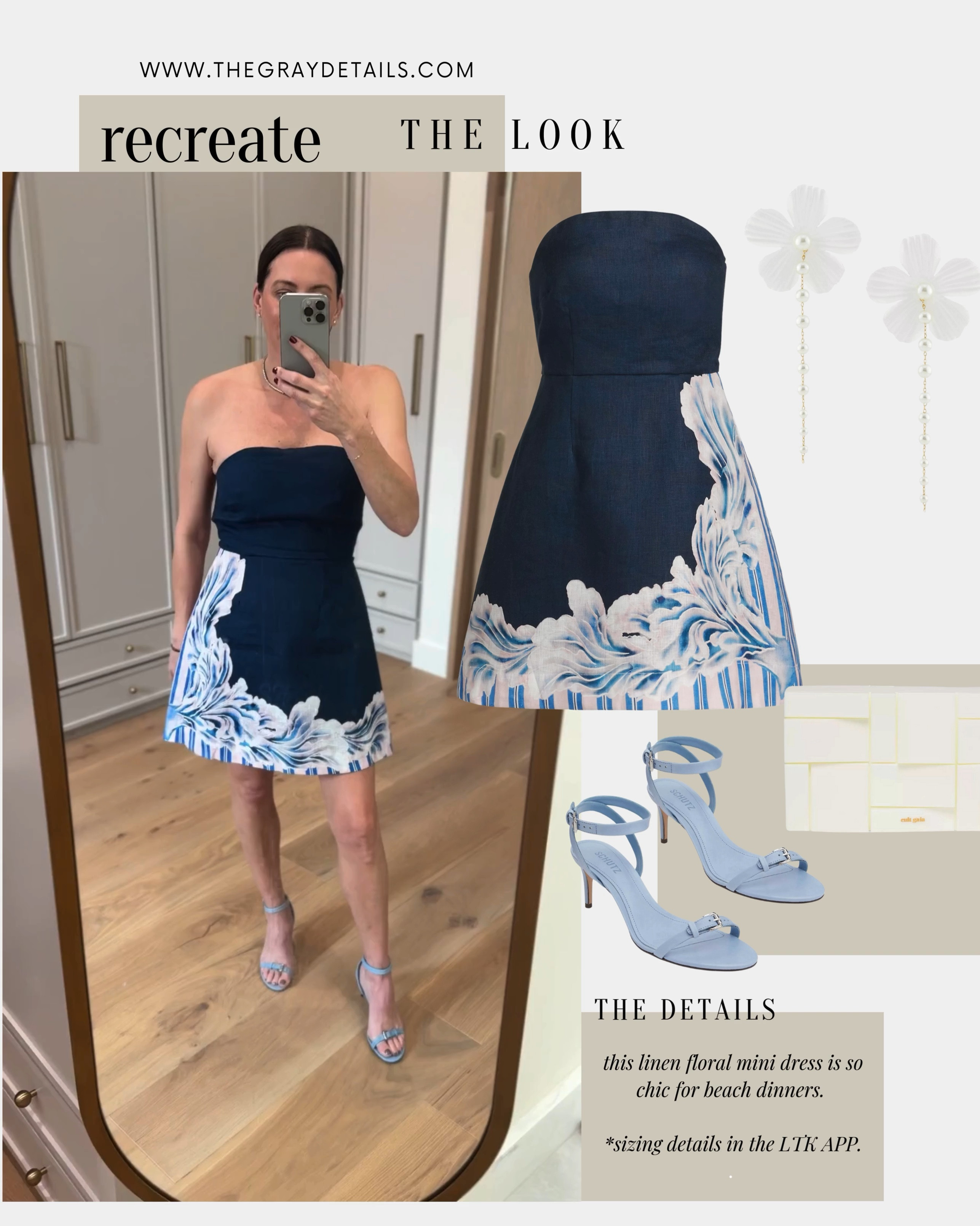 This strapless blue floral mini dress is darling.  wear it for beach dinner or your easter dress!   

I styled with blue schutz heels and they are comfortable and i love the kitten heel for $130 

 #saks #sakspartner #LTKWatchNow #LTKStyleTip #LTKShoeCrush