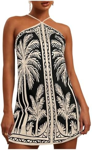 MakeMeChic Women's Halter Dresses Summer Beach Backless Tropical Vacation Caribbean Outfits Boho ... | Amazon (US)