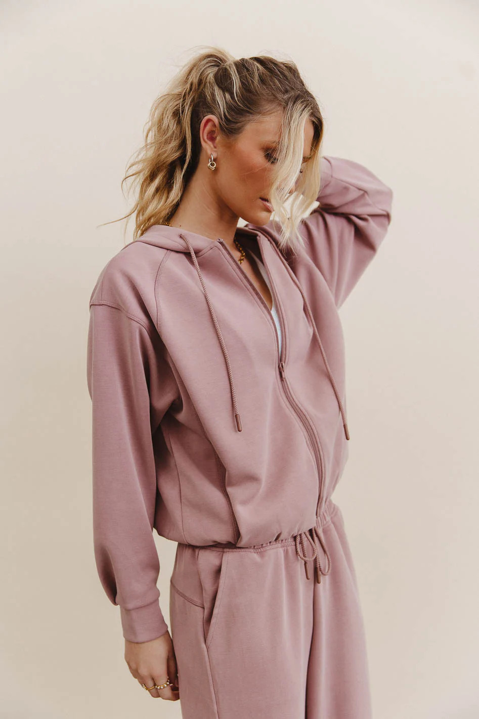 Balance Zip Up Hoodie in Mauve - FINAL SALE | Böhme US