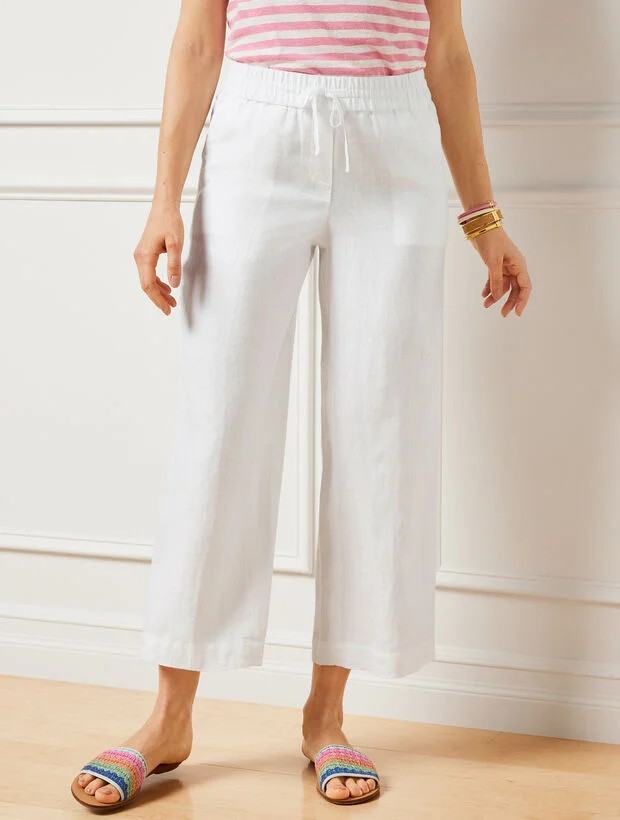 Washed Linen Wide Leg Crop Pants | Talbots