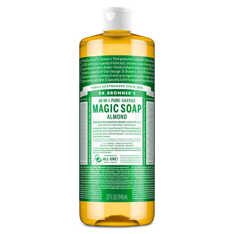 Dr. Bronner's Magic Soap - Almond - Pure-Castile Liquid Soap - 32 oz – for face, body wash, han... | Walmart (US)