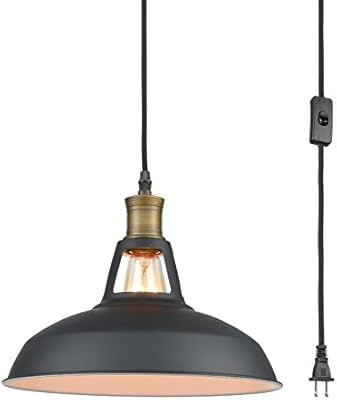YOBO Lighting Industrial Plug-in Pendant Light with 9.8 Ft Cord and On/Off Switch | Amazon (US)