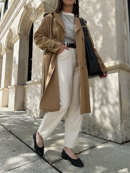 Spring outfit, white jeans, ballet flats, trench coat, classic outfit



#LTKSeasonal #LTKstyletip