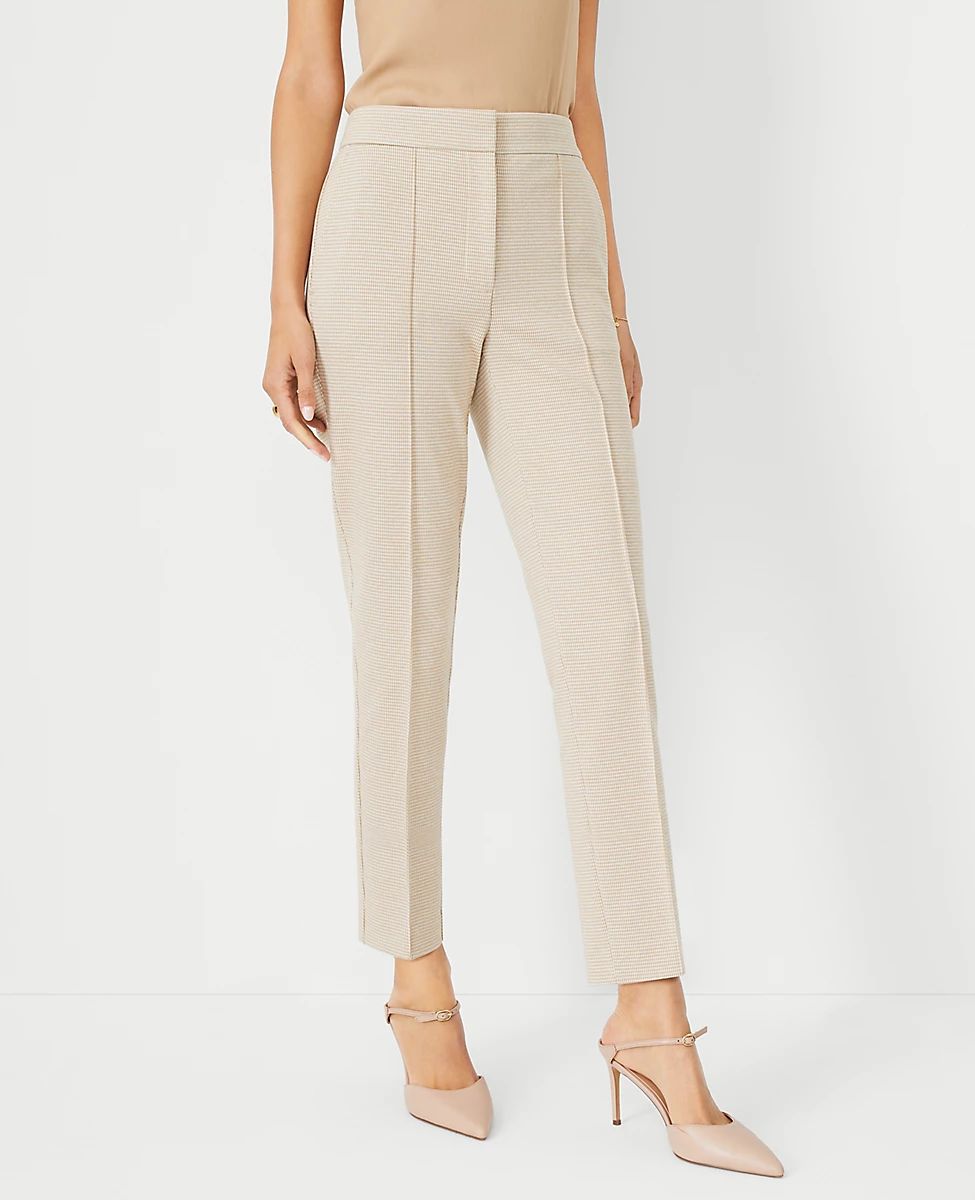 The High Rise Slim Ankle Pant in Micro Houndstooth Double Knit | Ann Taylor (US)