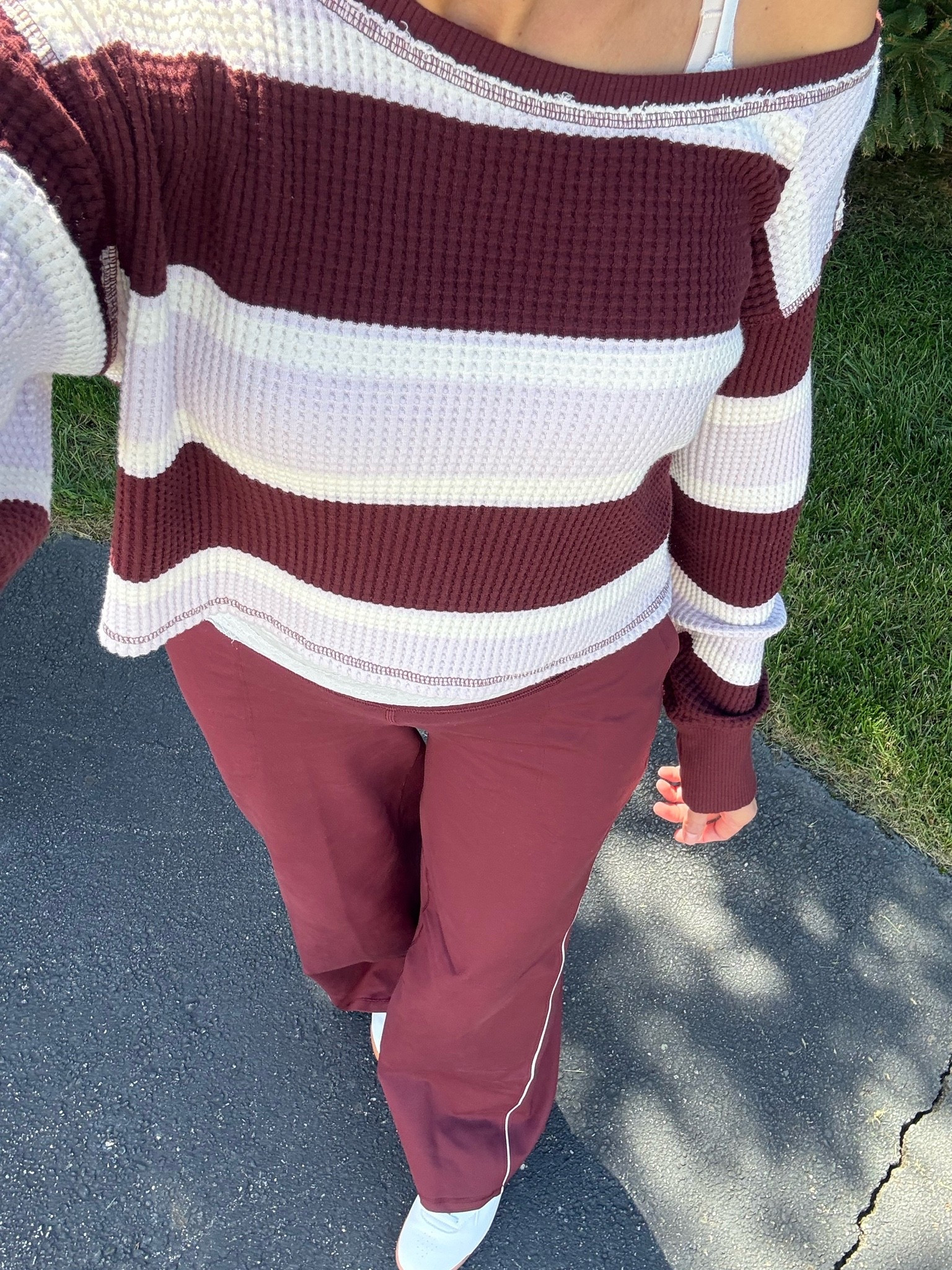 Aerie fall outfit, coordinating outfit, maroon monochromatic casual outfit, offline 

5’10” 130
Medium top,
Medium long pants

#LTKootd #LTKTall