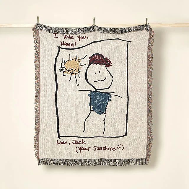 Personalized Drawing Woven Blanket | UncommonGoods