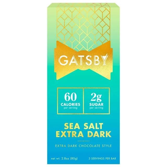 Gatsby Sea Salt Extra Dark Chocolate Bar, Low-Sugar, Dairy-Free, 2.8 oz | Walmart (US)