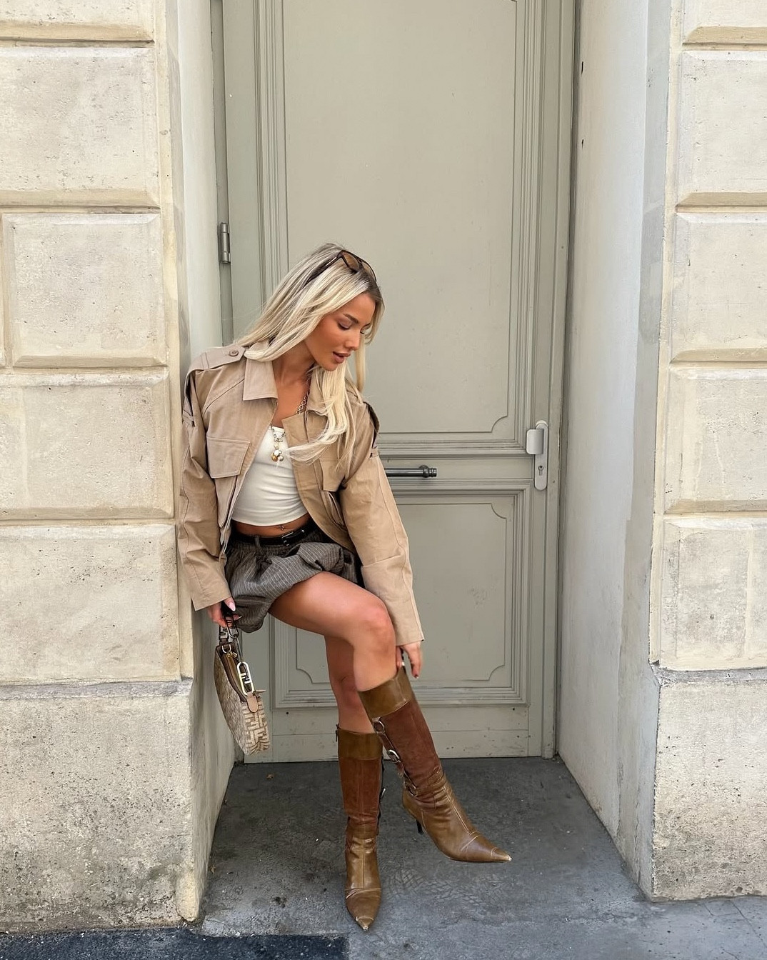 Bonjour 🇫🇷 

City break, mini skirt, balloon skirt, utility jacket, trench coat, cropped jacket, knee high boots, brown boots, Fendi, vintage, chic, spring outfit 

#LTKspring #LTKuk #LTKAroundTheWorld