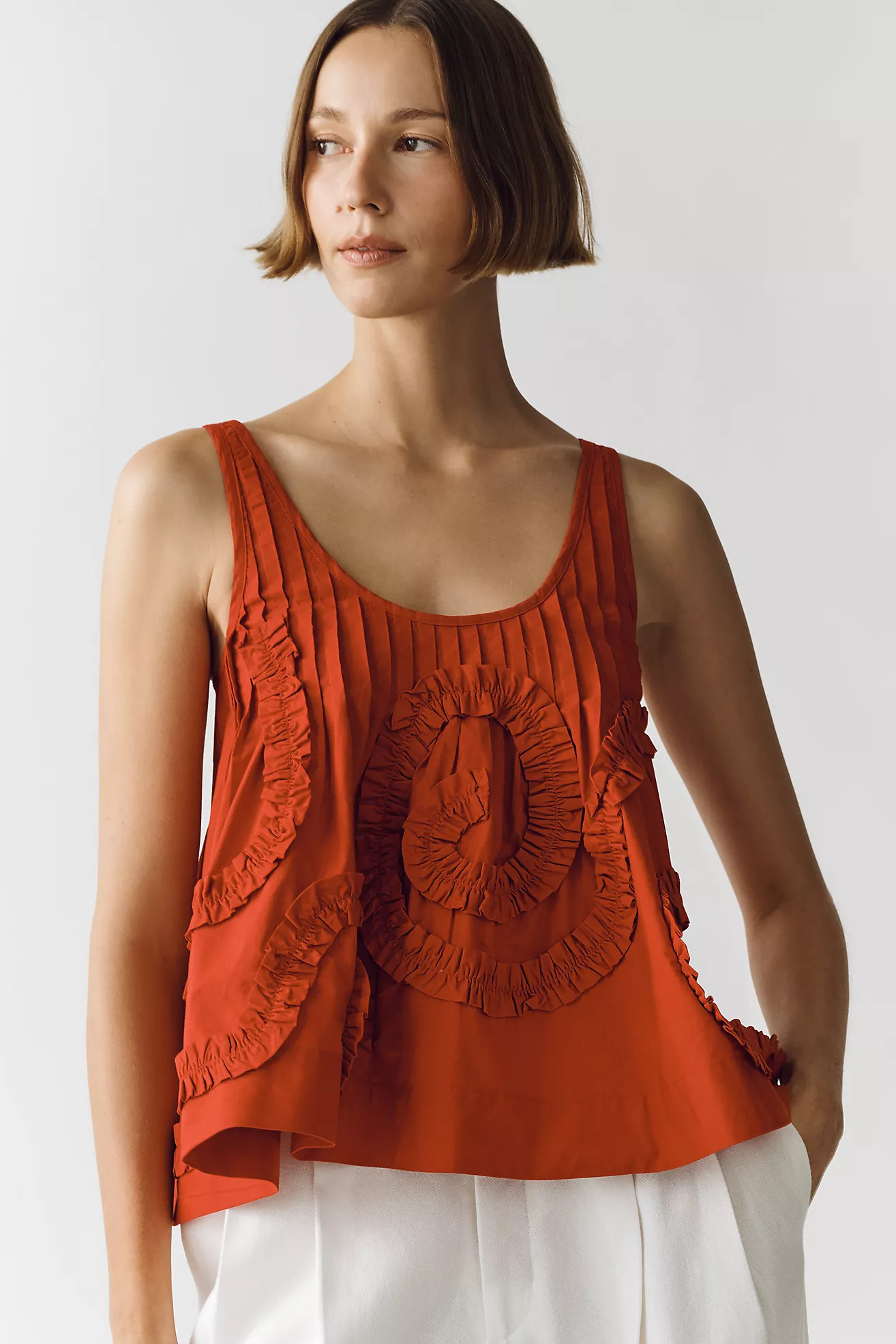 Damson Madder Stella Cotton Ruffle Tank | Anthropologie (US)
