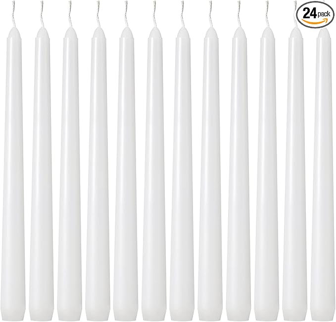 Kedtui Taper Candles 10 inch (H) Dripless, Set of 24 White Unscented and Smokeless Taper Candles ... | Amazon (US)