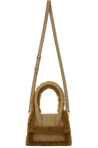 Tan La Montagne Shearling 'Le Chiquito Moyen' Bag | SSENSE