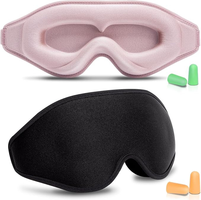 BeeVines 3D Molded Sleep Mask, Blackout Eye Masks for Sleeping (2 Packs) | 3D Contoured Eye Cover... | Amazon (US)