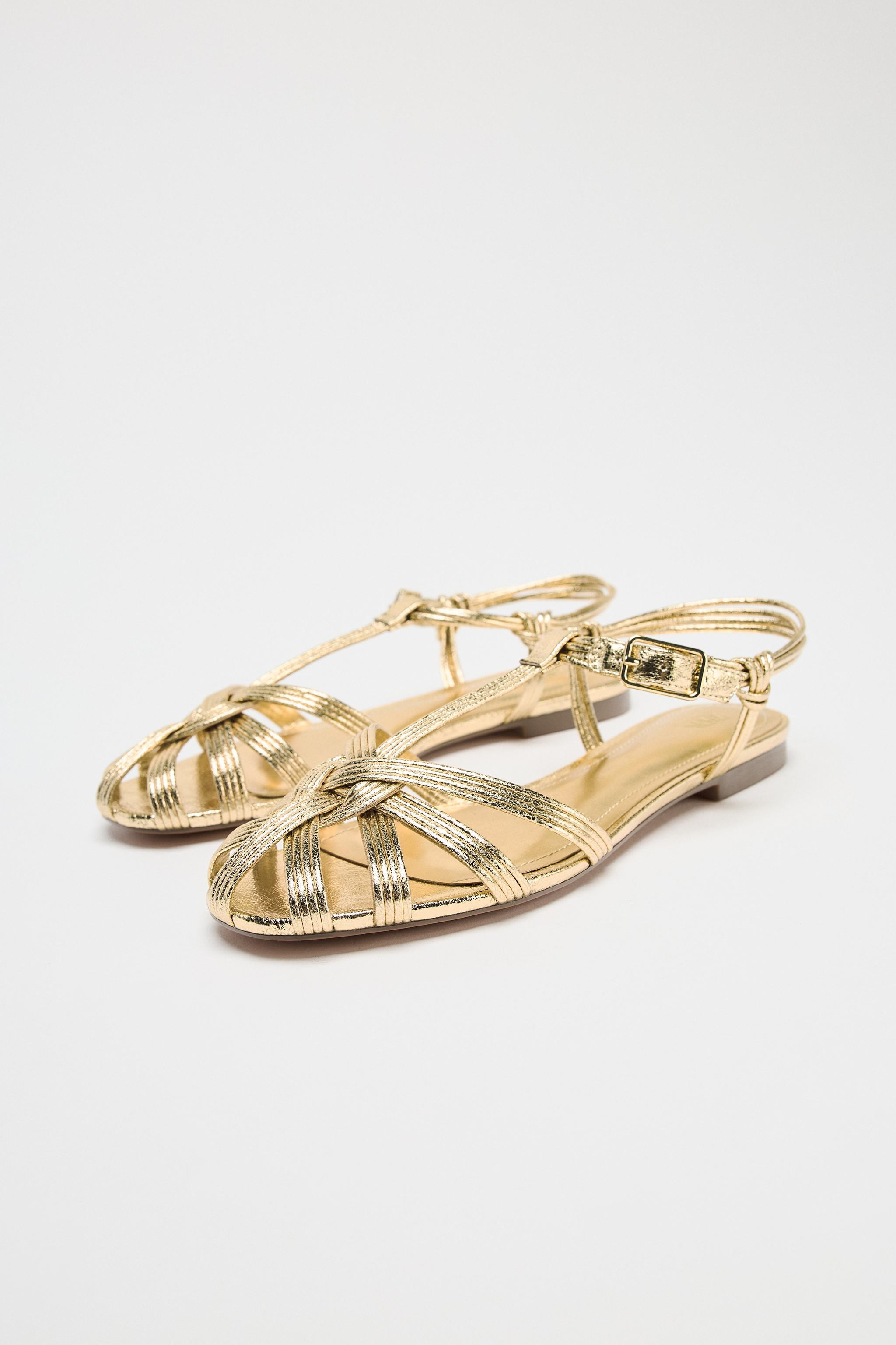 METALLIC STRAP FISHERMAN SANDALS | Zara Canada