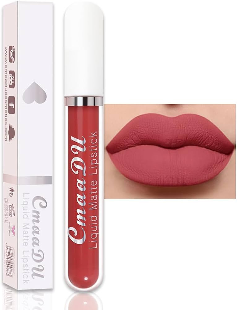 evpct 1Pcs Coral Red Liquid Matte Lipstick Lipgloss Set for Women, labiales mate 24 horas origina... | Amazon (US)