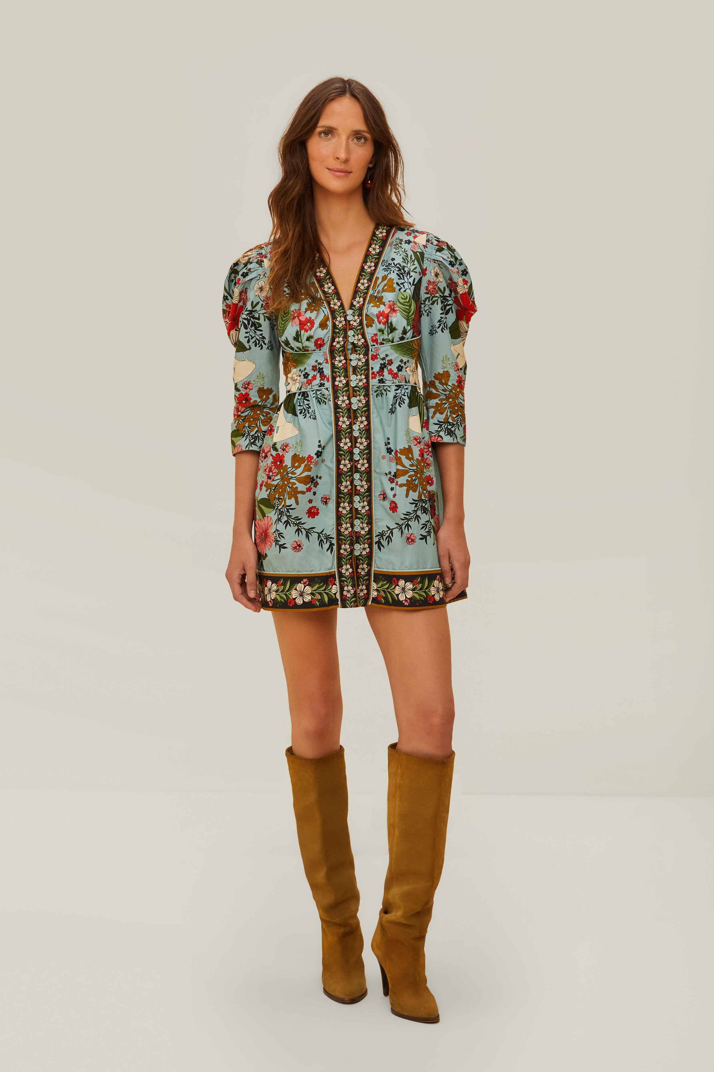 Blue Beauty Bouquet Mini Dress | FarmRio (US)