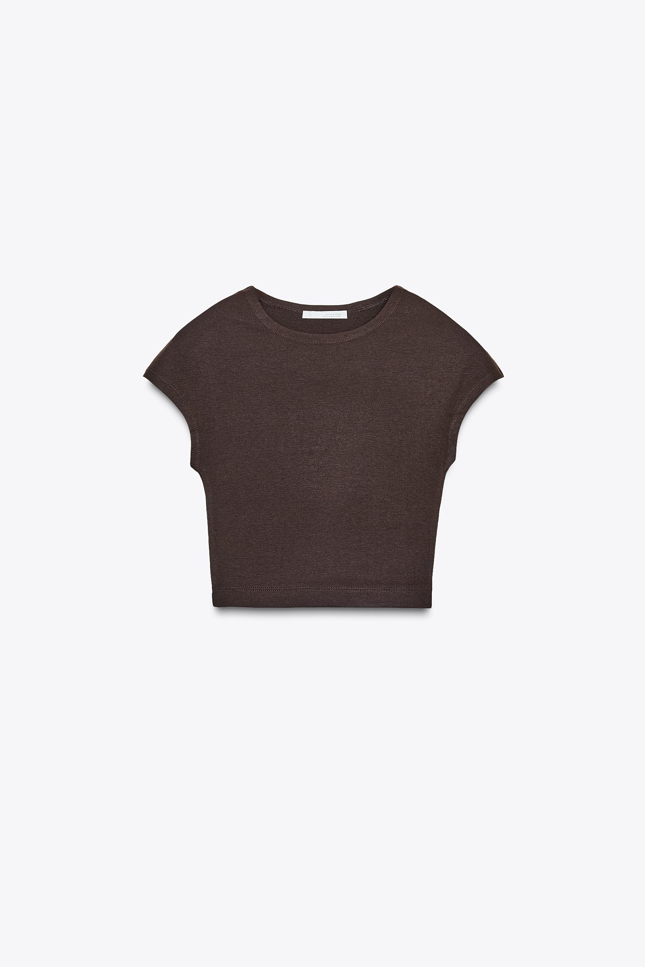 COTTON MODAL CROP T-SHIRT | Zara US