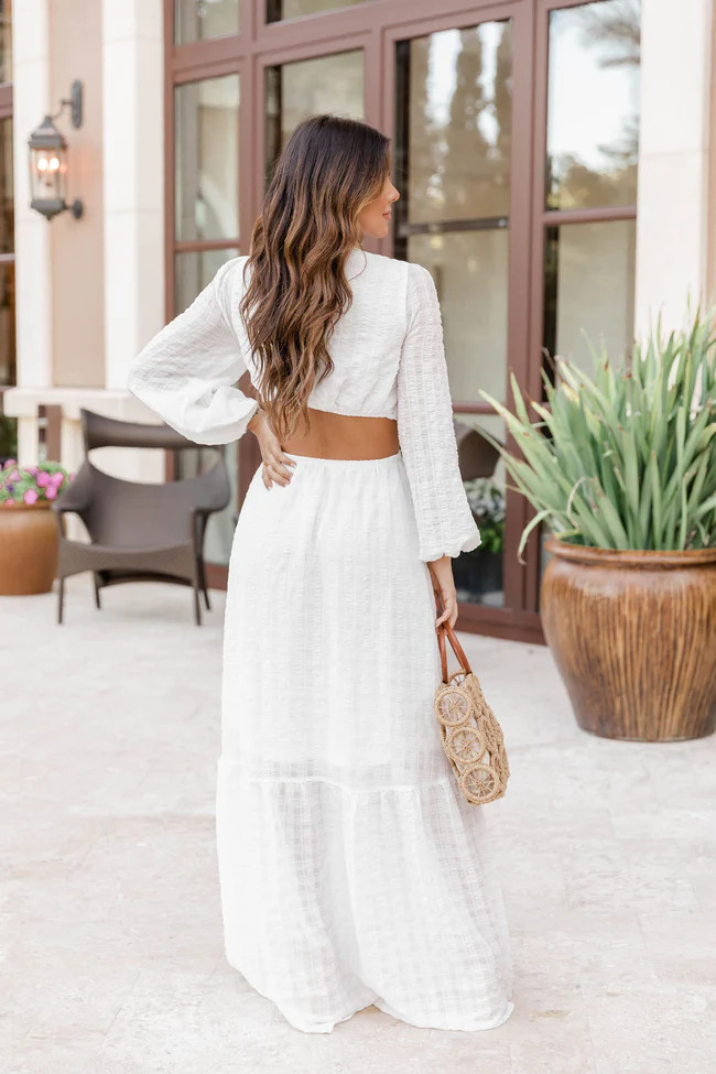 All I Ever Asked White Ring Detail Maxi Dress FINAL SALE | Pink Lily
