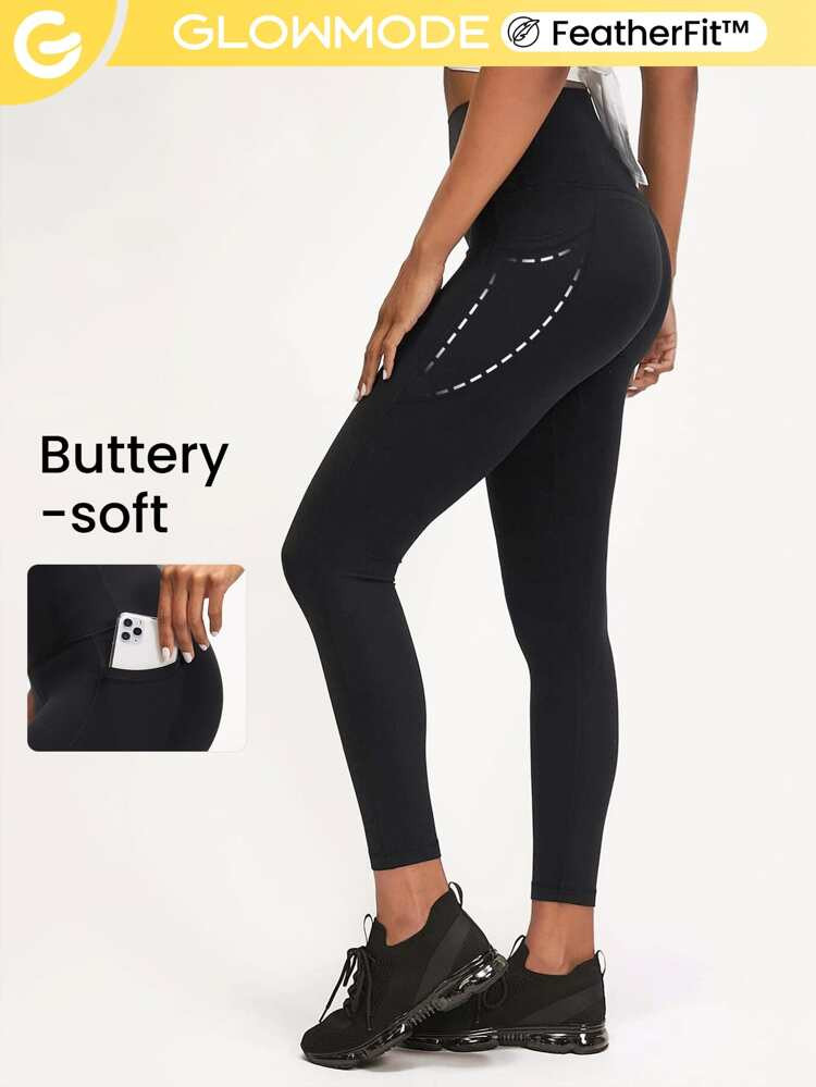GLOWMODE FeatherFit™ High-Rise Side Pocket Leggings | SHEIN