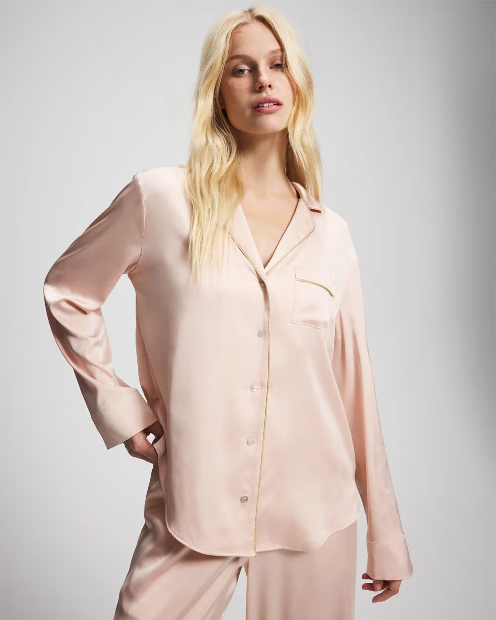 Long Sleeve Notch Collar Pajama Top | Soma | SOMA