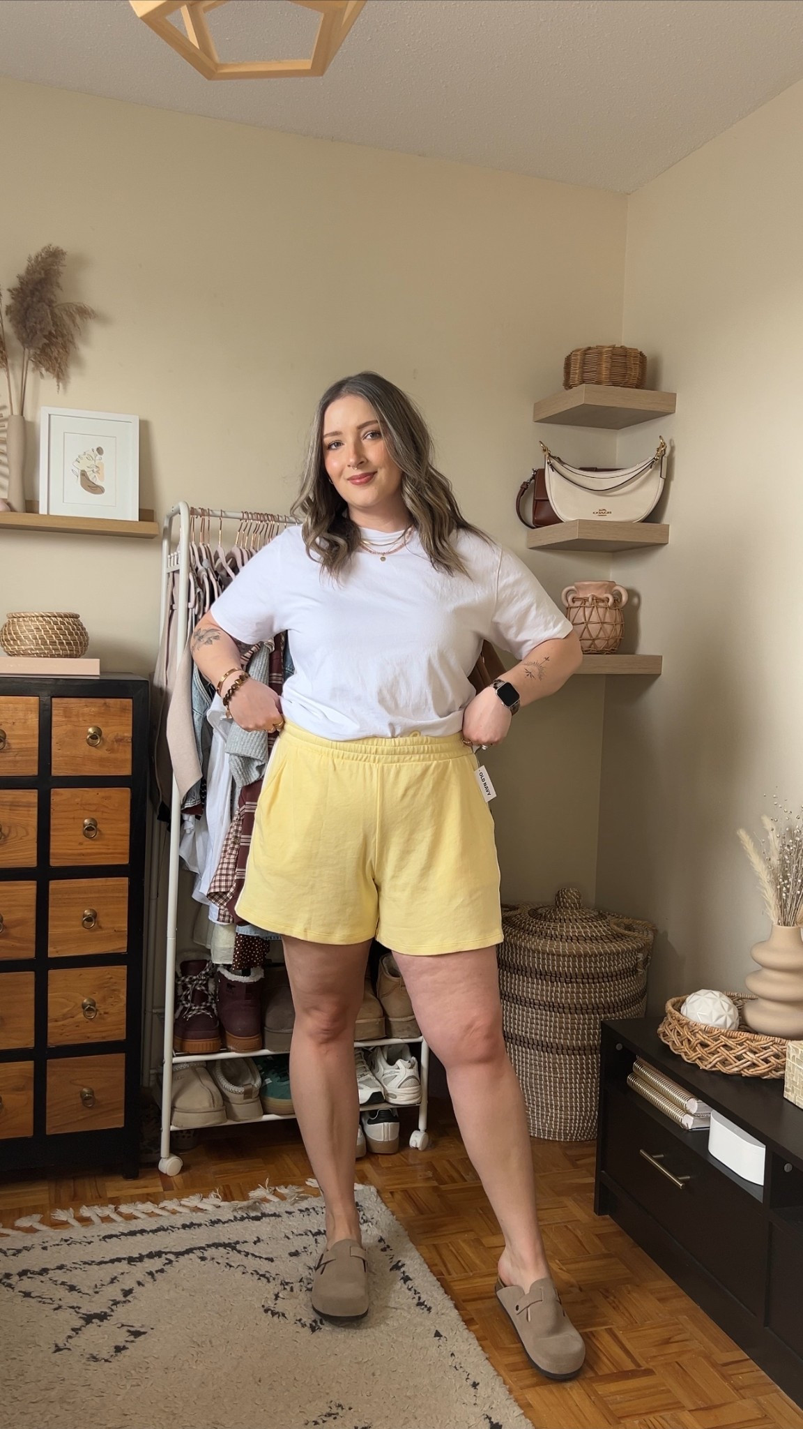 Comfy yellow sweat shorts from old navy! Wearing my usual size L. Canadian link under “similar products”. Also wearing L in the white tee.


#LTKmidsize #LTKsale #LTKsummer