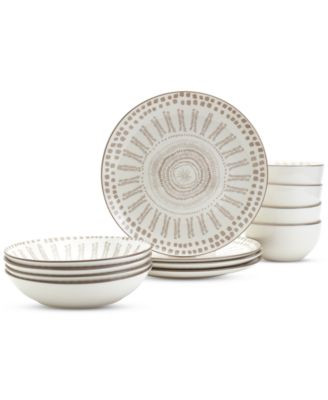 Taupe Mykonos 12 Pc. Dinnerware Set, Service for 4, Exclusively at Macy's | Macy's