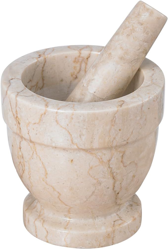 Evco International Natural Marble Stone Mortar and Pestle Set Guacamole Molcajete Bowl, Kitchen S... | Amazon (US)