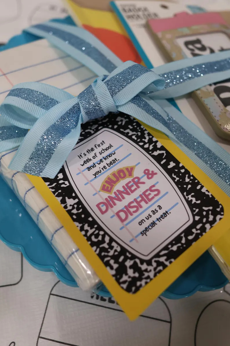 Back to School Teacher Gift Tag Printable | Dinner & Dishes on Us | Meet the Teacher | Staff Appr... | Etsy (US)