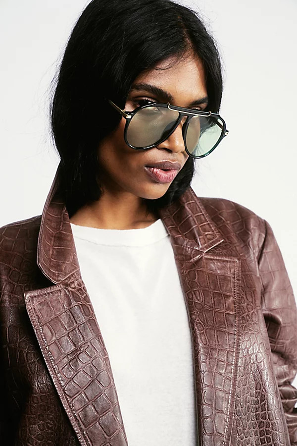 Ventura Oversized Aviator Sunglasses by Free People, Cannabis, One Size | Free People (Global - UK&FR Excluded)