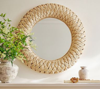Harbor Braided Woven Round Wall Mirror | Pottery Barn (US)