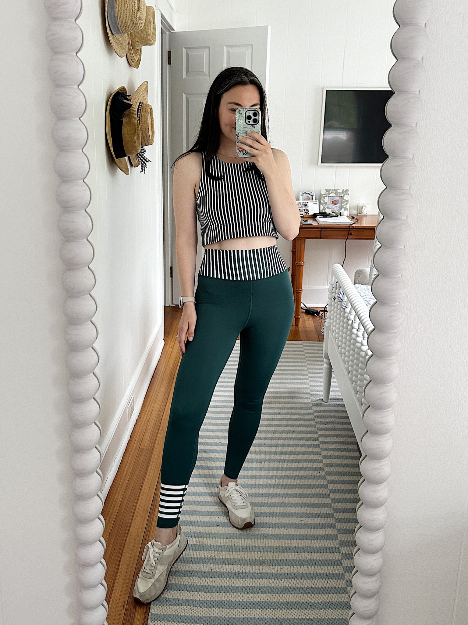 Addison bay green stripe workout outfit by grace Atwood 

#LTKfit