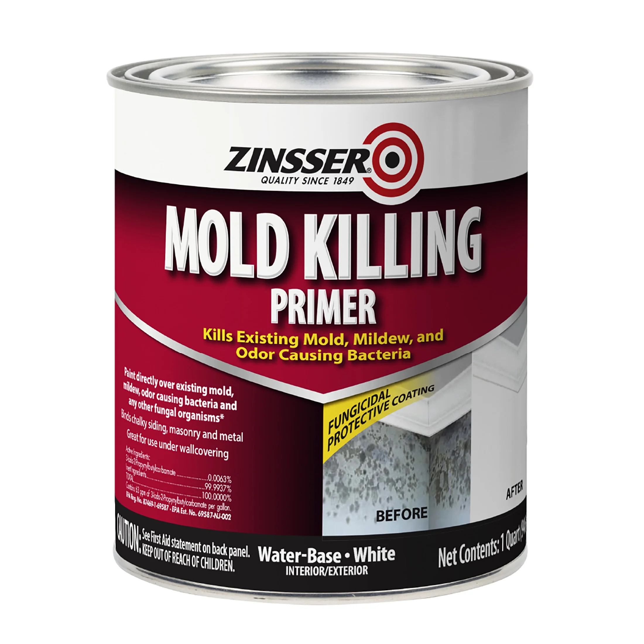 White, Zinsser Mold Killing Primer-316097, Quart | Walmart (US)