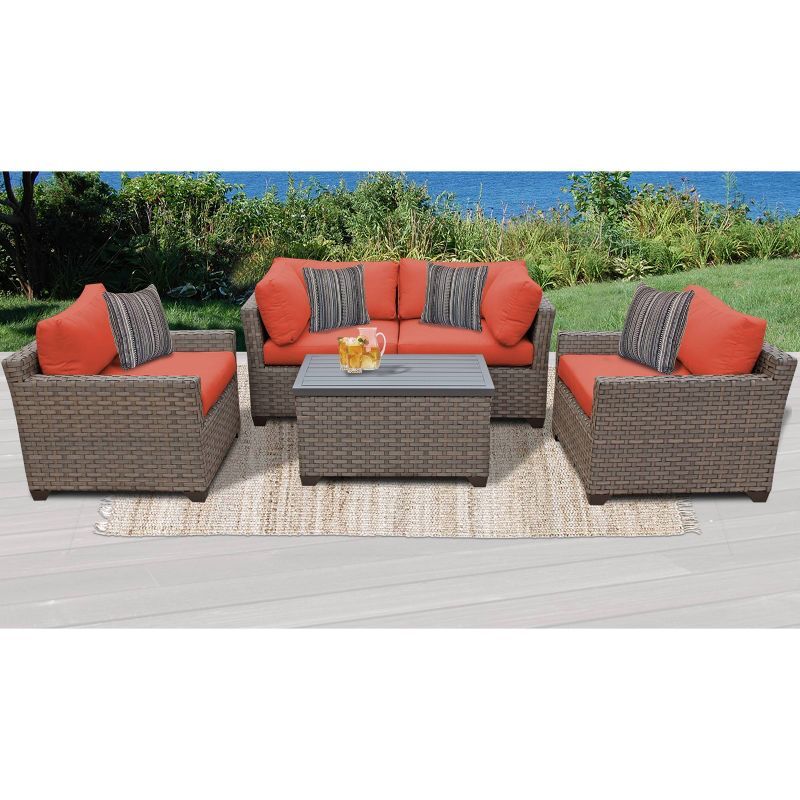 Monterey 5pc Outdoor Wicker Sectional Sofa Seating Group with Cushions - TK Classics | Target