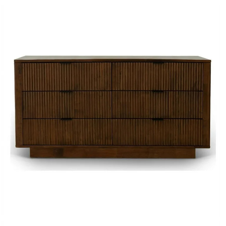 Carla Mid Century Modern Solid Wood Walnut Dresser with 6 Drawers | Walmart (US)