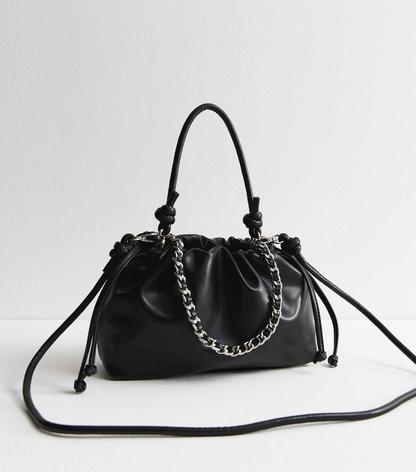 Black Faux Leather Drawstring Crossbody Bag | New Look | New Look (UK)