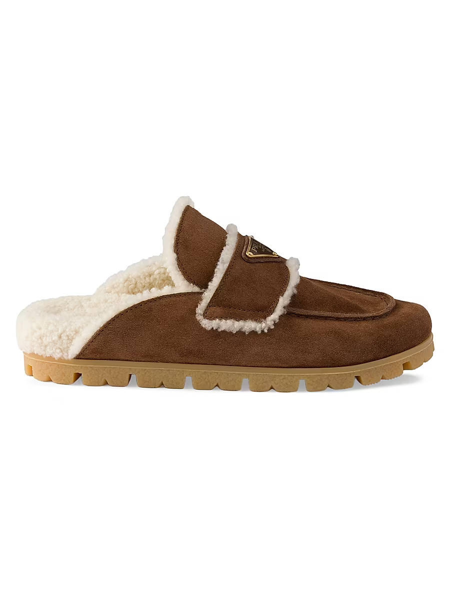 Women's Suede and Shearling Mules - Brown - Size 9.5 | Saks Fifth Avenue