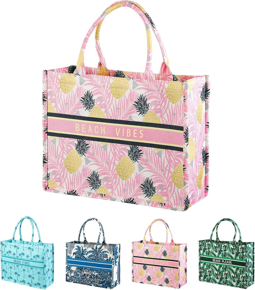 Genovega Beach Tote Bags Luxury Lining with Zipper, Summer Travel Necessities for Vacation | Amazon (US)