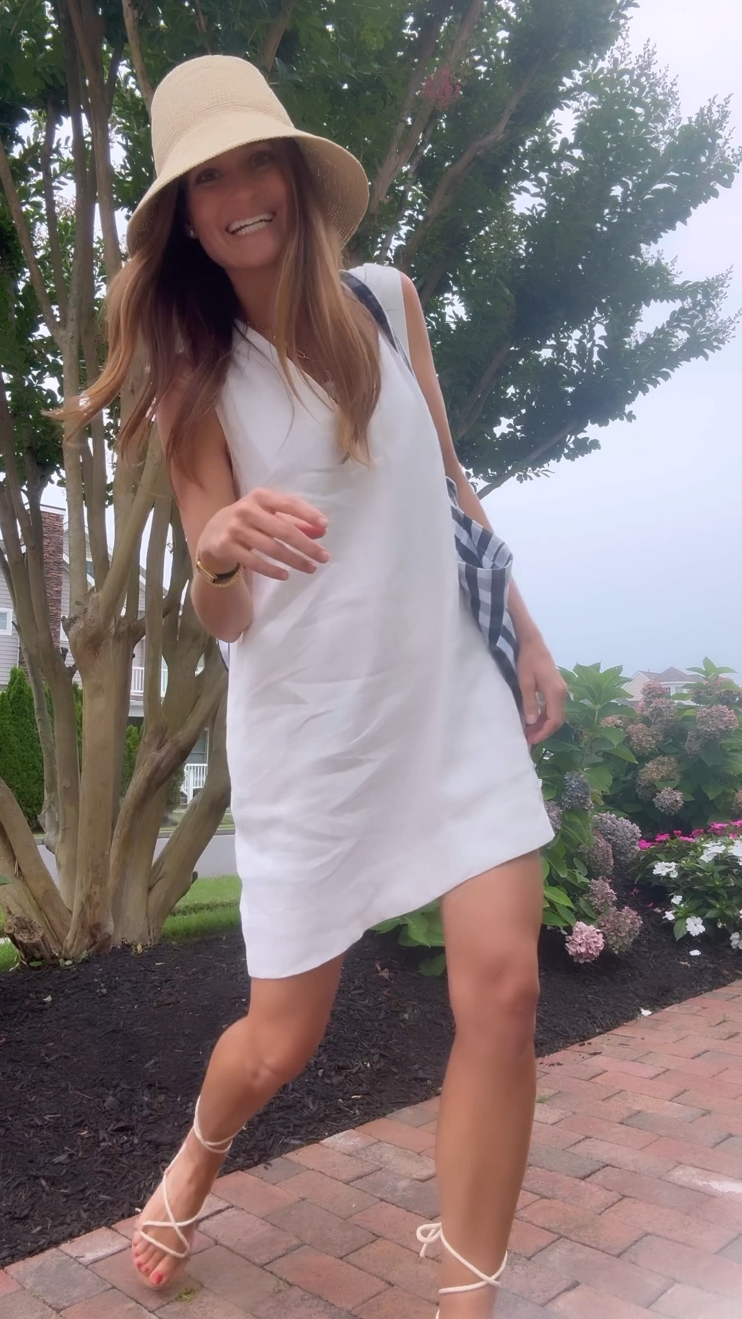 Friday ootd 

dress: wearing an xs
shoes: run TTS 
hat: wearing a medium 

I can’t link my bag, but it’s by anja Paris 🐚✨