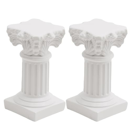 Saihisday 2Pcs White Roman Pillar Statues Greek Columns Candle Holder Mini Roman Pillar Greek Columns Mini Resin Decorations for Wedding Table Garden Home Decoration | Amazon (US)